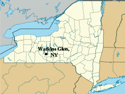 map of New York showing location of Watkins Glen